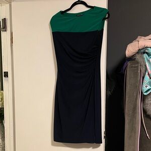 Ralph Lauren One Shoulder Green and Black Dress